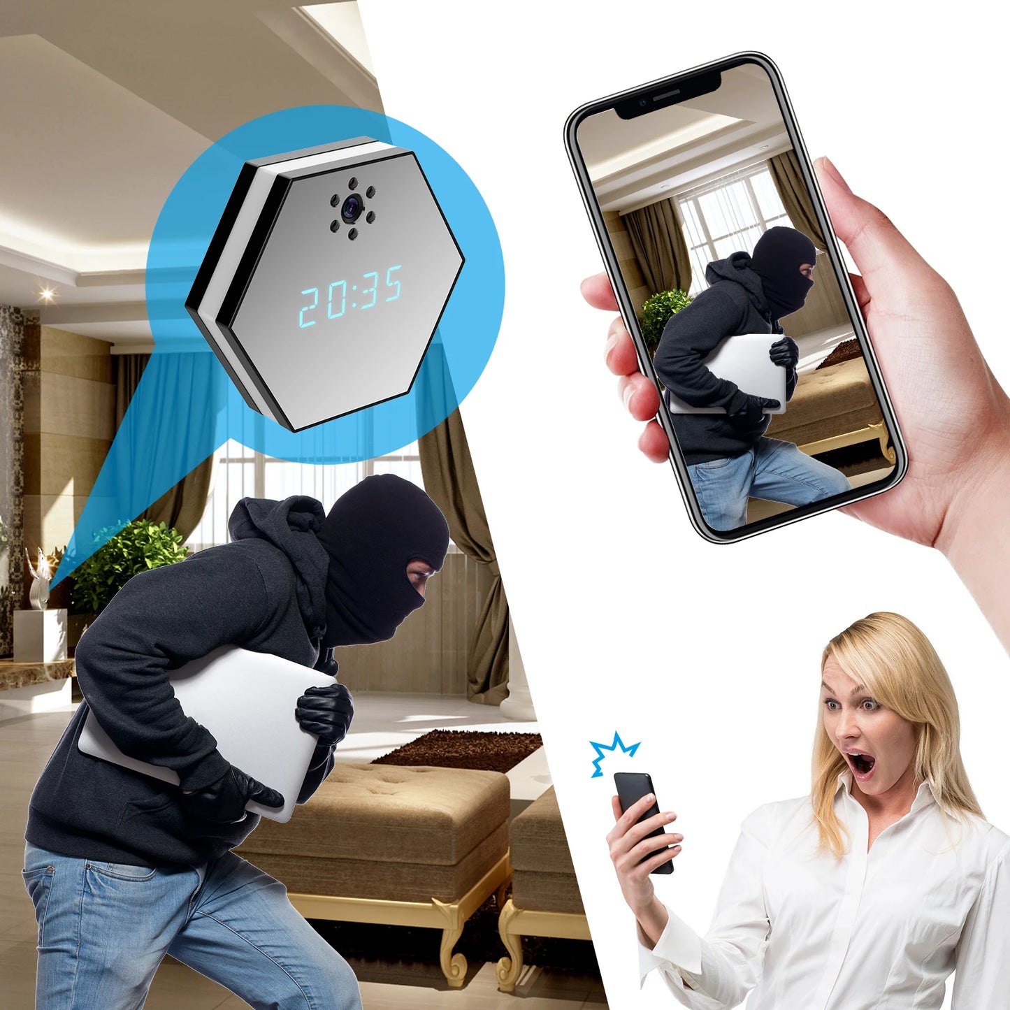 Indoor home surveillance camera, mobile phone, remote network, HD night vision, wireless camera, caretaker