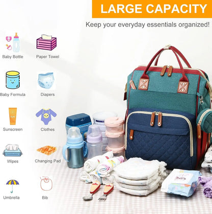 Diaper Bag with Changing Station 3 in 1 Baby Diaper Backpack with Foldable Changing Pad, Large Travel Back Pack for Girl Boy