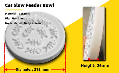 Oitabi Slow Feeder Cat Bowls, Ceramic Cat Slow Bowl Interactive Bloat Stop Slow Feeder Healthy Eating Pet Dog Slow Feeding Bowls
