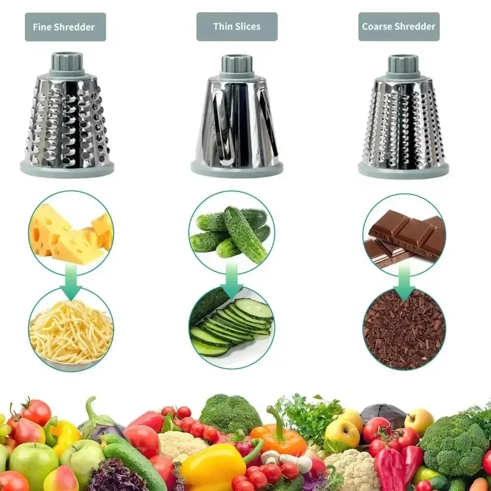 Multi-functional Vegetable Slicer Manual Spiralizer Vegetable Cutter  Hand Cranked Rotary Cheese Grater Shredded Kitchen Tools