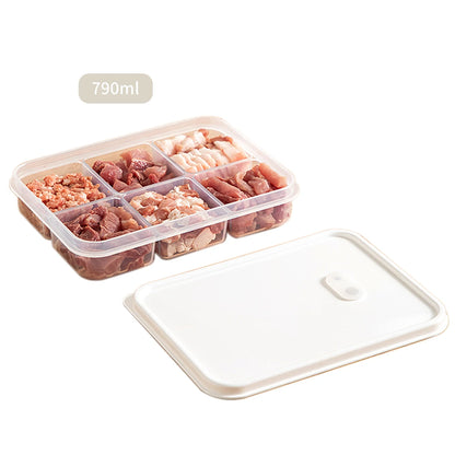 WORTHBUY 4/6-Grids Fridge Sealed Fresh-Keeping Box With Lid Plastic Freezer Food Storage Box Reusable Food Container For Kitchen