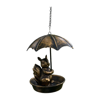 Bird Feeder Water Feeding Tray Umbrella Roof Sturdy Iron Birds Water Station Birdbath for Starlings Bluebirds Yard Gift Trees