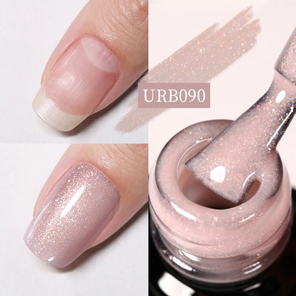 UR SUGAR 7ml Pale Pink Rubber Base Gel Nude Color Semi Permant Soak Off UV LED Self-leveling Gel Varnishes Great Coverage