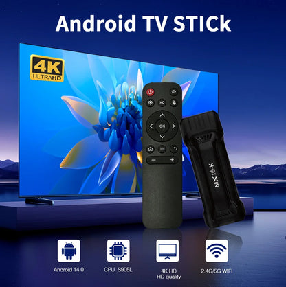 4K Stick TV MX10-K 4GB OS 10 Smart ATV BT5.0 Media Player HDMI 1.4 Dual WiFi 2.4G/5.0G TV Box Android 2025 New Model