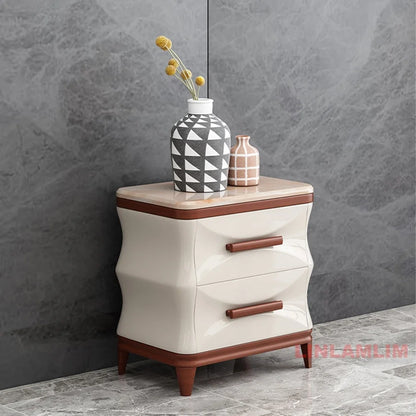 Linlamlim Modern Luxury Living Room Furniture - Coffee Table, TV Stand, and Side Cabinets with Marble Finish and Wooden Accents