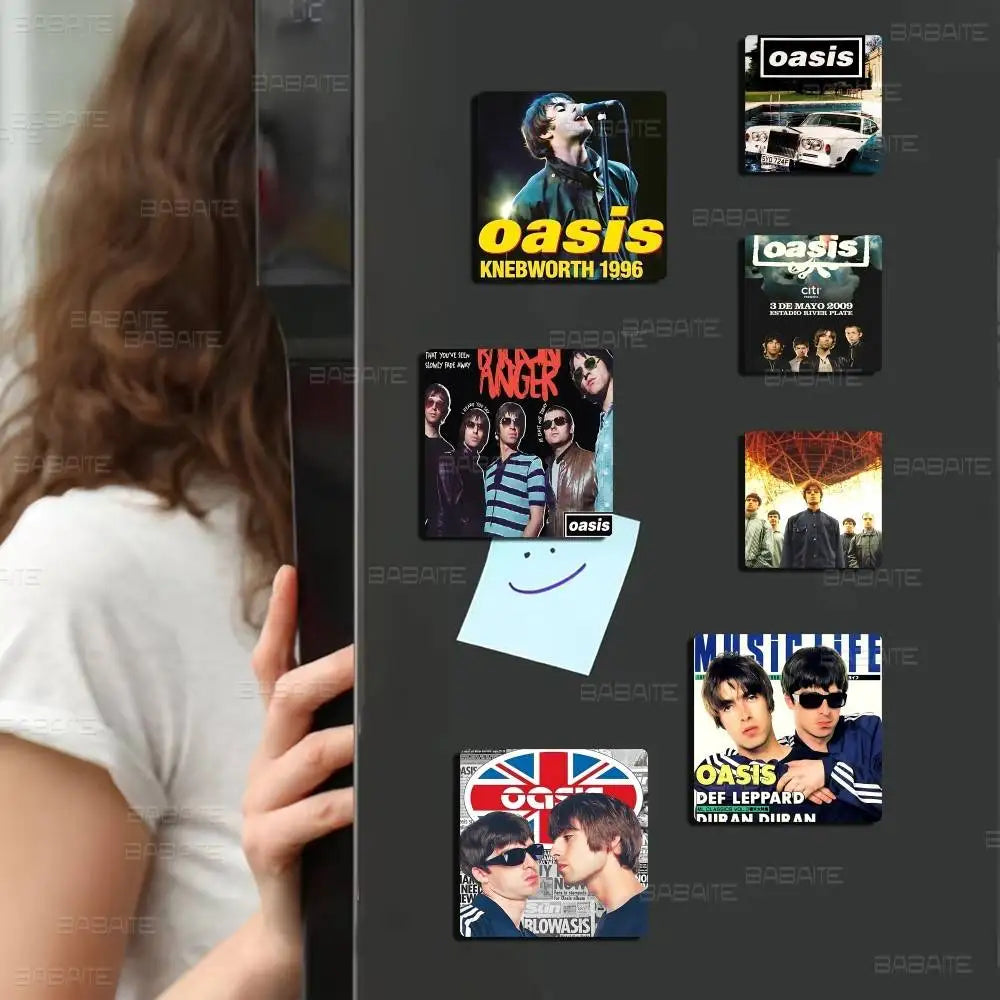 Rock O-Oasis Band  Fridge Magnet Photo Personalized For Office Family Kitchen Refrigerator Friends Gift Holiday Decor