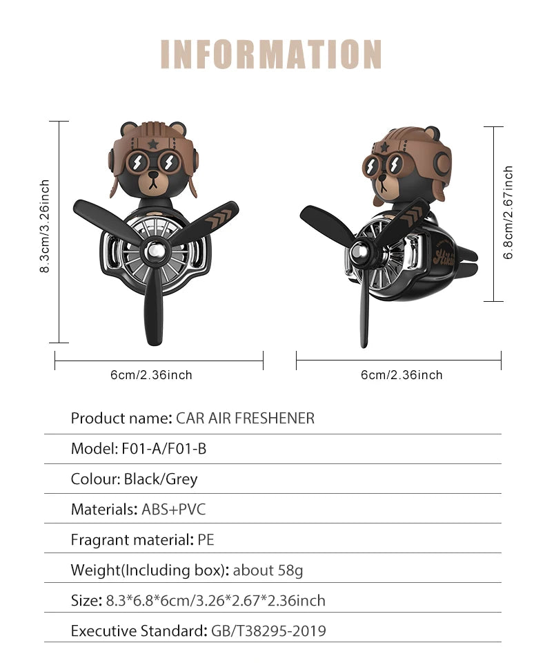 DIY perfume Odorless ornament plane pilot bear car air fresheners decorations accessories aroma vent clip fragrance diffuser men