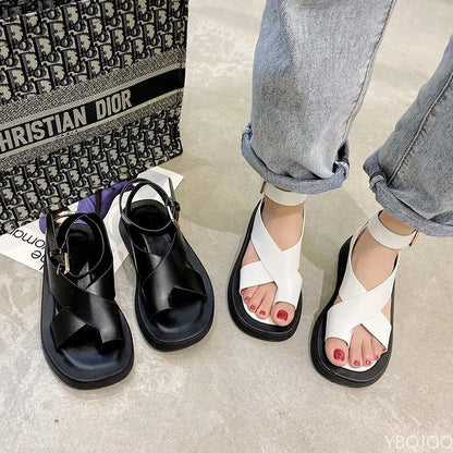 HOT Women's Sandals 2022 Summer Solid Color Comfortable Female Beach Shoes Chunky Sandals For Woman Non-Slip Shoe