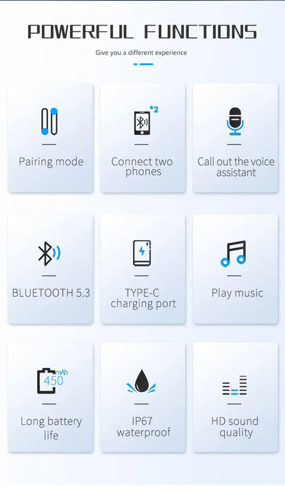 Bluetooth 5.3 Helmet Headset Wireless Hands-free Call Phone Kit Motorcycle Waterproof Earphone Music Player Speaker Moto