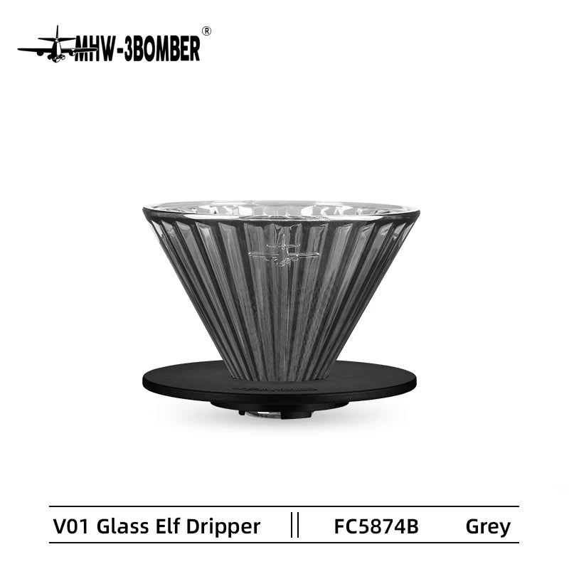 MHW-3BOMBE Pour Over Coffee Dripper Glass Coffee Dripper Coffee Filter Cup Reusable Coffee Drip Filter Cone Coffee Maker