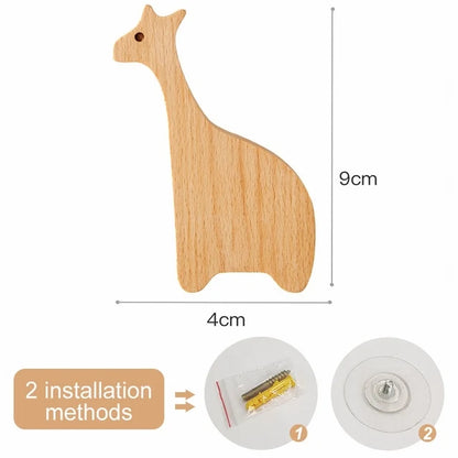 1pcs Animal Wooden Hooks Cute Room Decor Hook Wall Keychain Coat Hook Home Door Wood Hook Hanger Kitchen Accessories Gadget