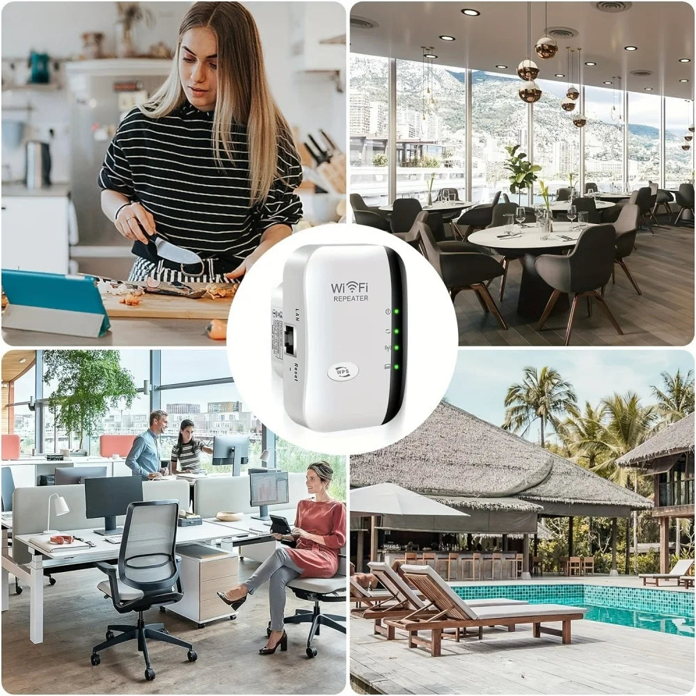 Compact WiFi Extender Wireless Signal Booster Repeater AP Mode Dual Band 300Mbps for Home Router Works with Most Routers