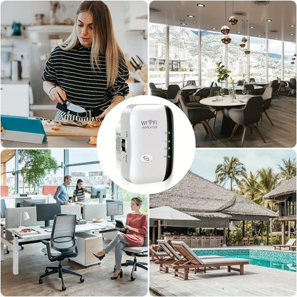 Compact WiFi Extender Wireless Signal Booster Repeater AP Mode Dual Band 300Mbps for Home Router Works with Most Routers
