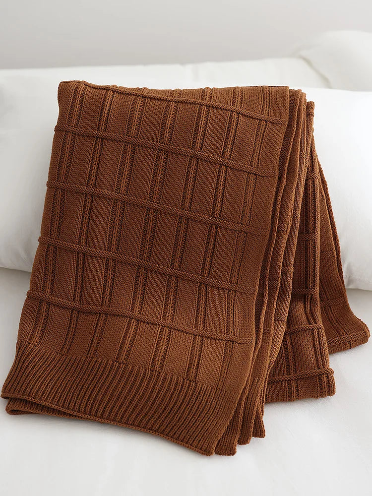 American-Style Thickened Knitted Wool Cover Blanket Solid Color Simple Bed End Towel Blanket Multifunctional Decorative Blankets