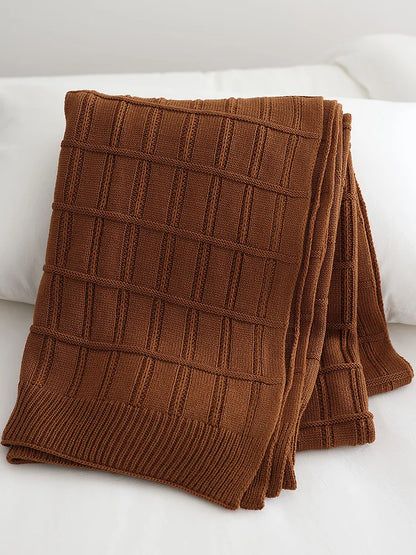 American-Style Thickened Knitted Wool Cover Blanket Solid Color Simple Bed End Towel Blanket Multifunctional Decorative Blankets