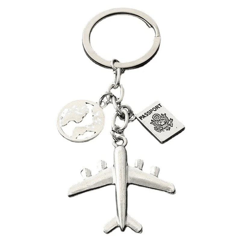'To travel is to live' Trip Keychain Enamel Airplane Earth 'No Matter Where' Key Chain Trend Pendant Handmade Key Ring Jewelry ﻿