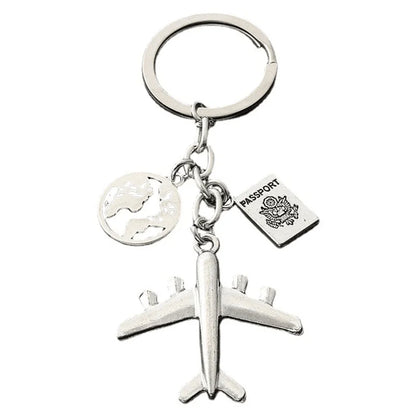 'To travel is to live' Trip Keychain Enamel Airplane Earth 'No Matter Where' Key Chain Trend Pendant Handmade Key Ring Jewelry ﻿