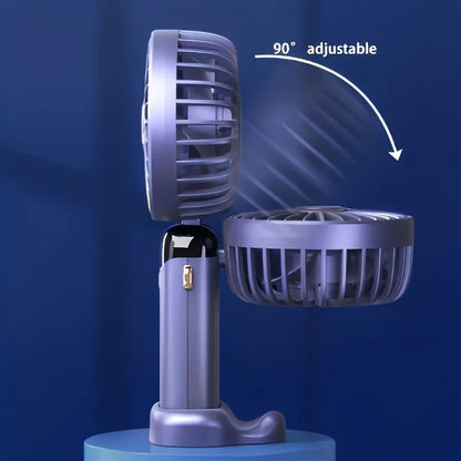 Portable Mini Fan With 6 Speeds LED USB Rechargeable Charging Small Foldable Battery Fans Handheld Desk Bedroom Indoor Outdoor