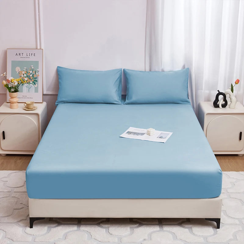 Waterproof Fitted Bed Sheet Comfortable Mattress Protector with Elastic Rubber Band Washable and Easy Care