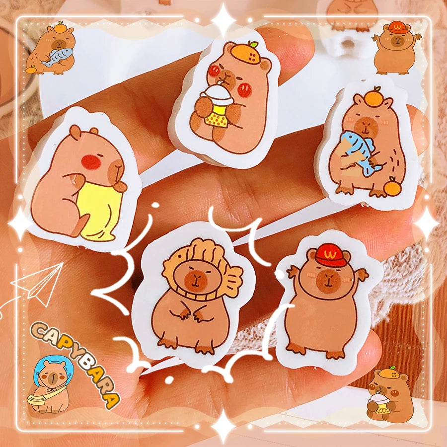 school useful teacher gift kawaii stationery supplies office accessories funny erasers cute capybara rubber Aesthetic stationery