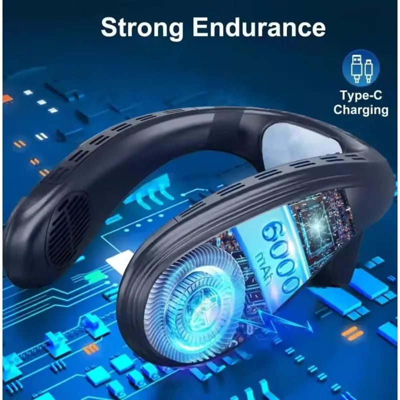 New Wearable Neck Fan Hanging Neck Fan Rechargeable Semiconductor Cooling Bladeless Fan Outdoor Personal Fan Wearable Cooler