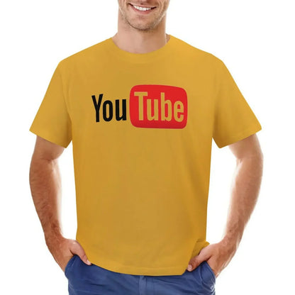 Mens T-Shirt YouTube Logo T-Shirts Fashion Video Website Summer Tees Y2K Fun Design 100% Cotton Clothes Plus Size