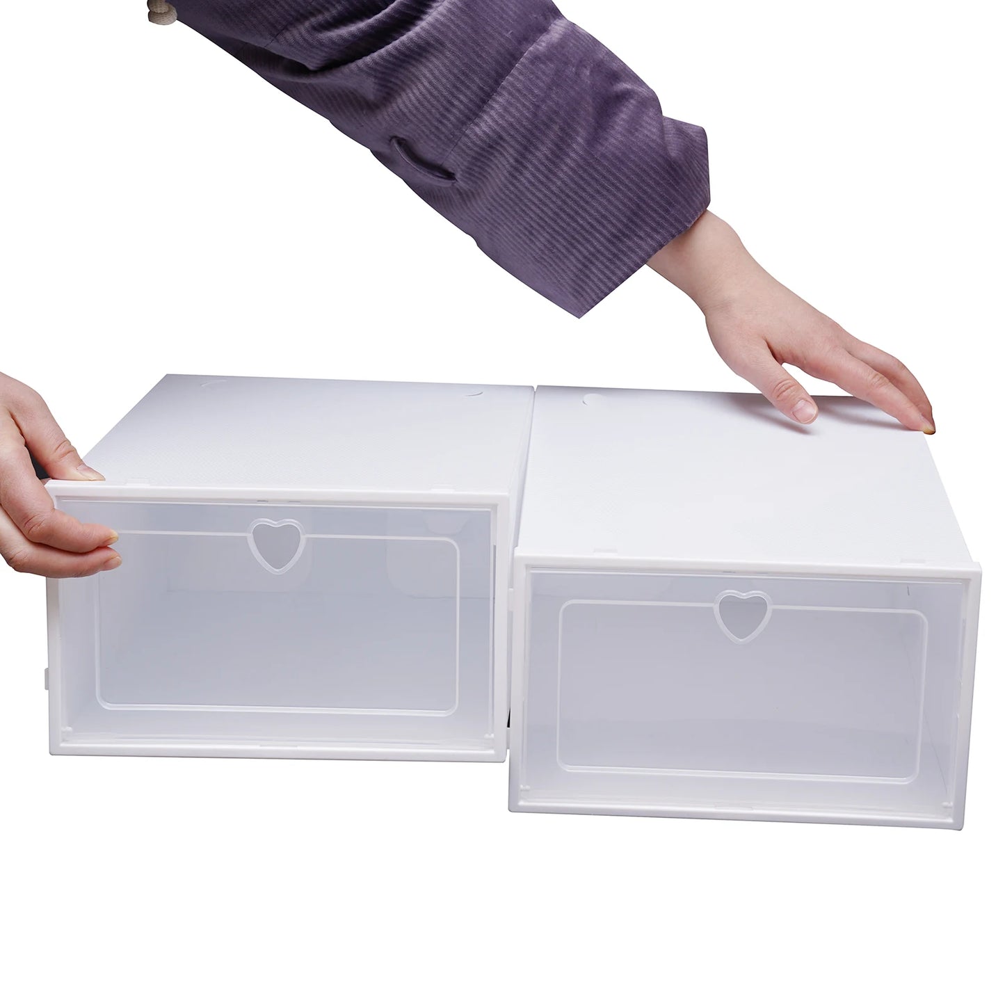 20Pcs Foldable Shoe Storage Boxes with Lids Transparent Stackable Containers Drawer Style PP Plastic Shoe Organizers