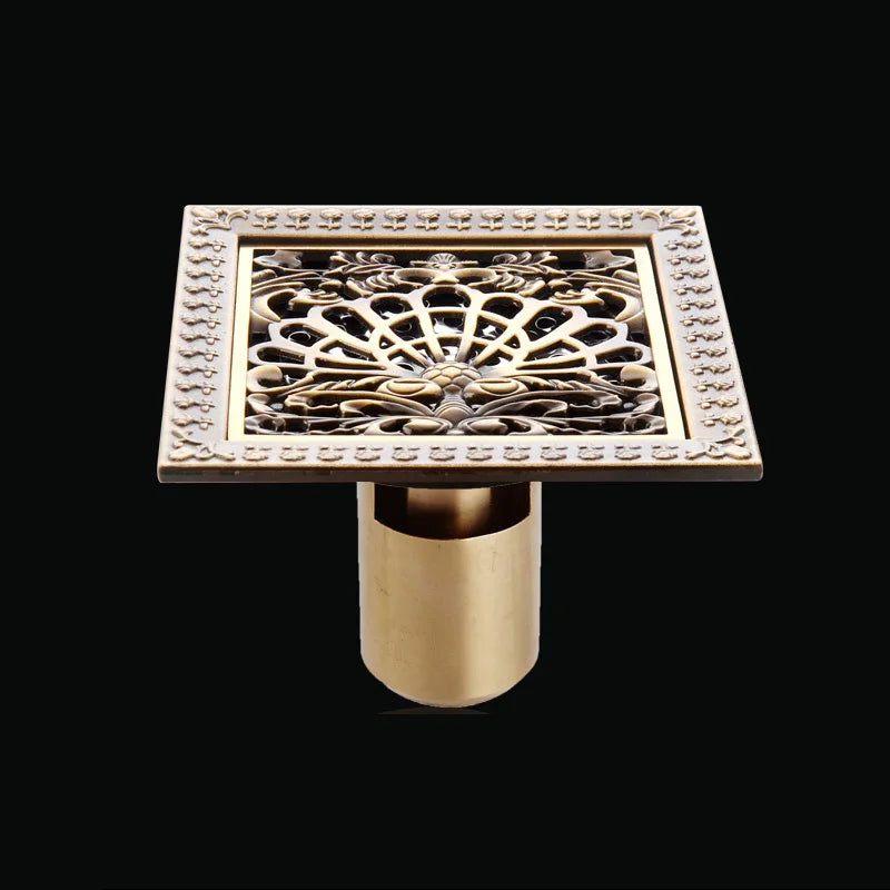 Antique Euro Square Floor Drains Deodorant Floor Drain Strainer Cover Brass Shower Hardware Bathroom Accessories Floor Drain