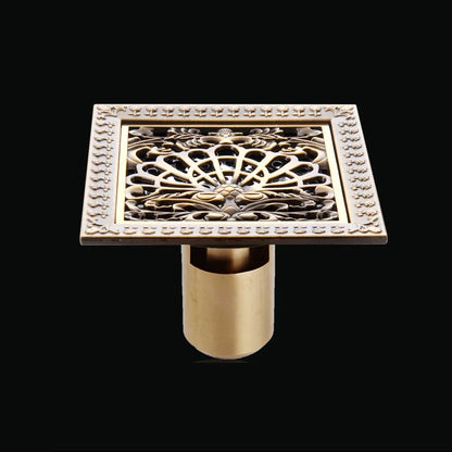 Antique Euro Square Floor Drains Deodorant Floor Drain Strainer Cover Brass Shower Hardware Bathroom Accessories Floor Drain