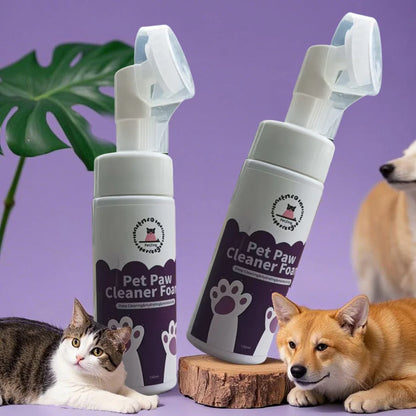 Clean Paws | No-Rinse Dog Paw Cleaner & Puppy Paw Washer | Gentle, Fragrance-Free, pH Balanced Foaming Cleanser with Silicone Br