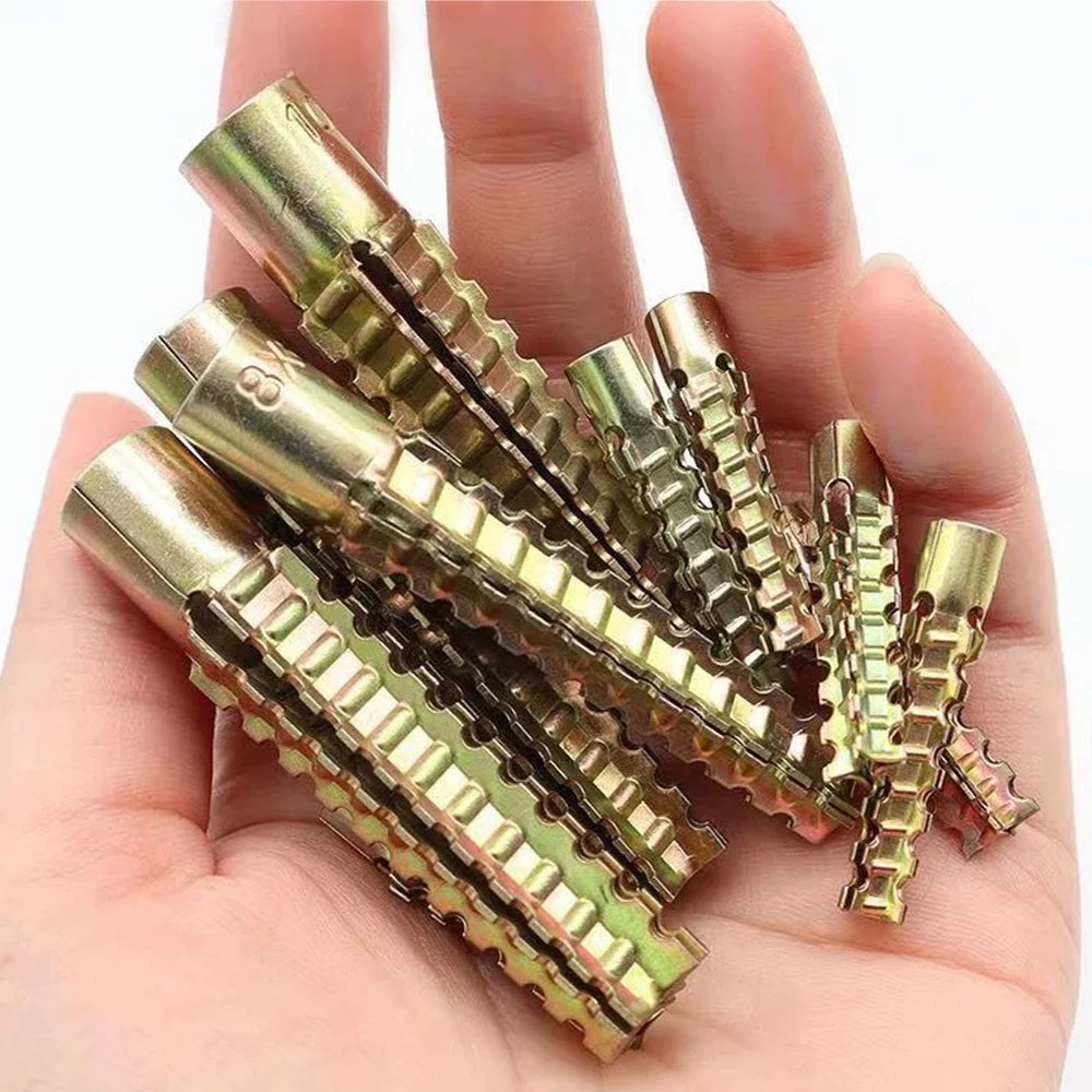 Heavy Duty Steel Wall Anchor with Screws Kit Metal Tube Expansion Self Tapping Screw Drywall Drilling Plug Fastener Bolt Anchors
