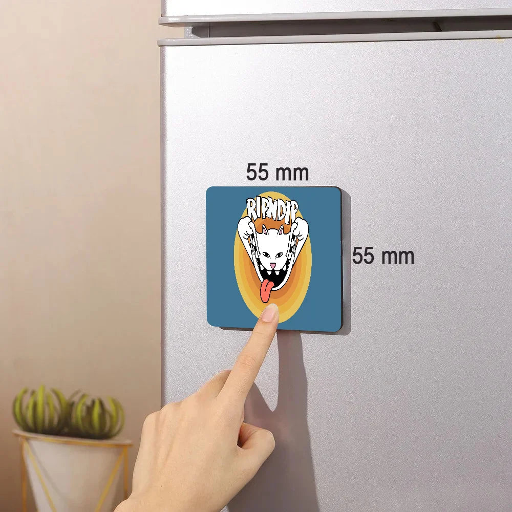 Cat R-Ripndips Fridge Photo Fridge Magnet Square Stickers Personalize Home Decor Souvenirs Gift