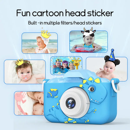 Cartoon Dinosaur Kids Camera Mini Digital Video Cameras for Toddler Girls Boys Aged 3-14 Children Selfie Camera Brithday Gifts