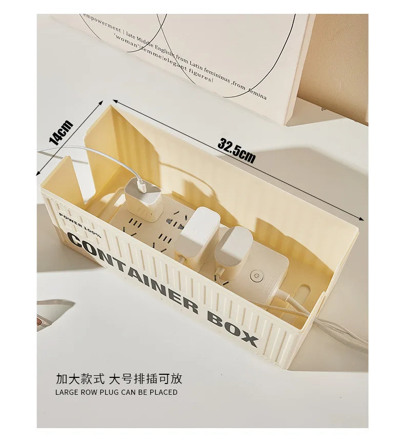 Cable Storage Box With Lid For Home Office High Capacity Cord Organizer Space Saving Desktop Socket Cable Management Box