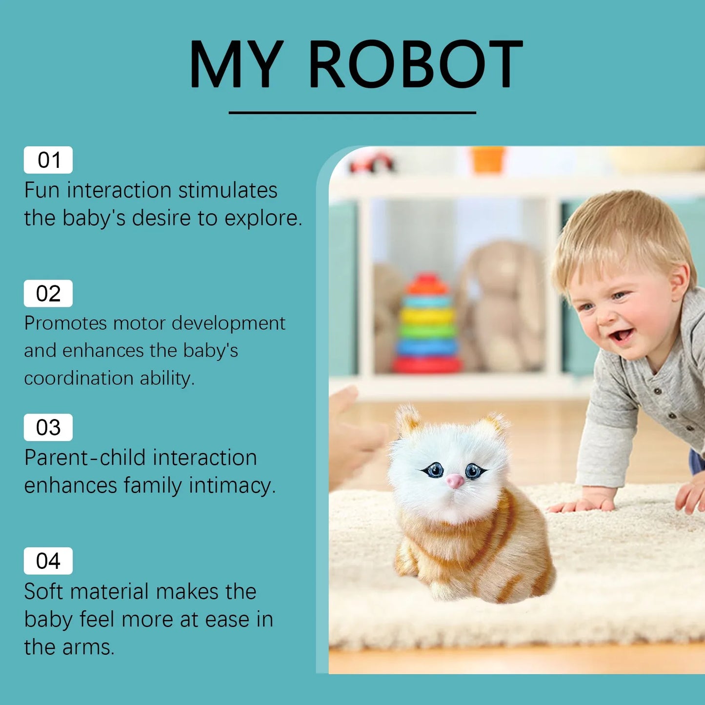 Robot Cat Toys Interactive Cat Meow Toy Funny Interactive Cat Robot Creative Robotic Cat Barking Meow Kitten for Chilren