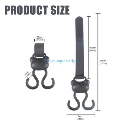 090B Adjustable Strollers Accessory Hanger Clip Double Hook Designing Easy Installation No Tool Required for Busy Parents
