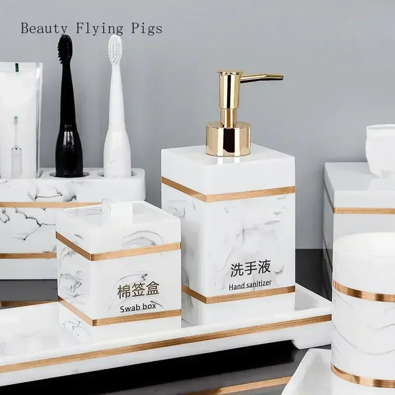 1pcs Resin Light Luxury Bathroom Wash Tray Hotel Bathroom Bathroom Wash Table Toothbrush Shelf Decoration  Toilet Accessories