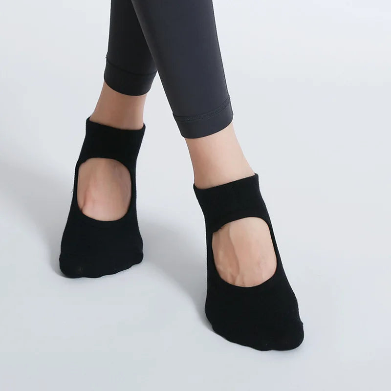 Yoga Socks Women Professional Pilates Socks Anti-Slip Breathable Backless Ankle Ladies Ballet Dance Sports Socks for Fitness Gym
