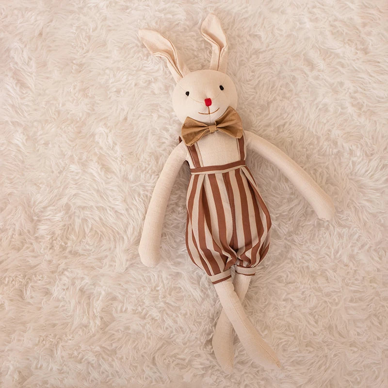 Stuffed Bunny Cloth Dress Toys Smoothing Toy for Infant Cuddling sleep doll for Girls Handmade Diversity Brown Rabbit Plushie