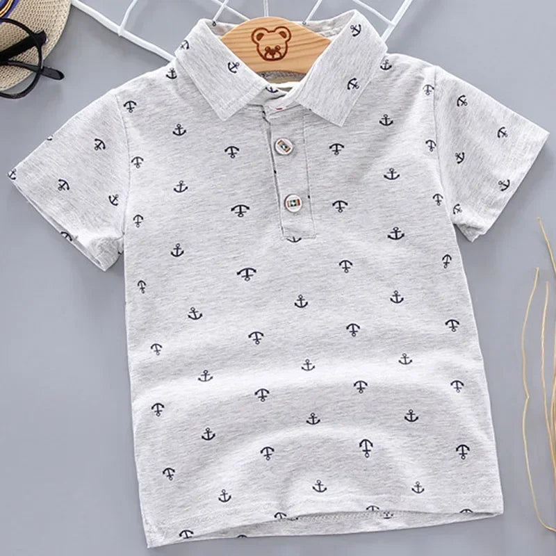 2025 Summer Baby Boys Shirts Short Sleeve Lapel Clothes for Girls Cotton Breathable Kids Tops Outwear 12M-5Y