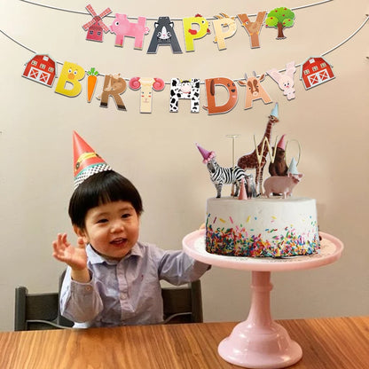 Farm Birthday Party Banner Cartoon Animal Party Decoration Farm Pig Cat Banner Kids Birthday Party Garland Kids Party Supplies