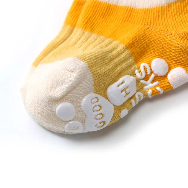 5 Pairs Kids Casual Cute Non-slip Socks Breathable Girls Boys Babys Cotton Socks