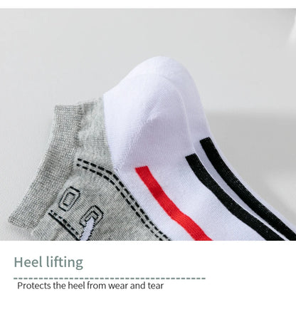 5 pairs of autumn and winter men's sports socks for summer leisure, sweat wicking, comfortable, lightweight, breathable basketba