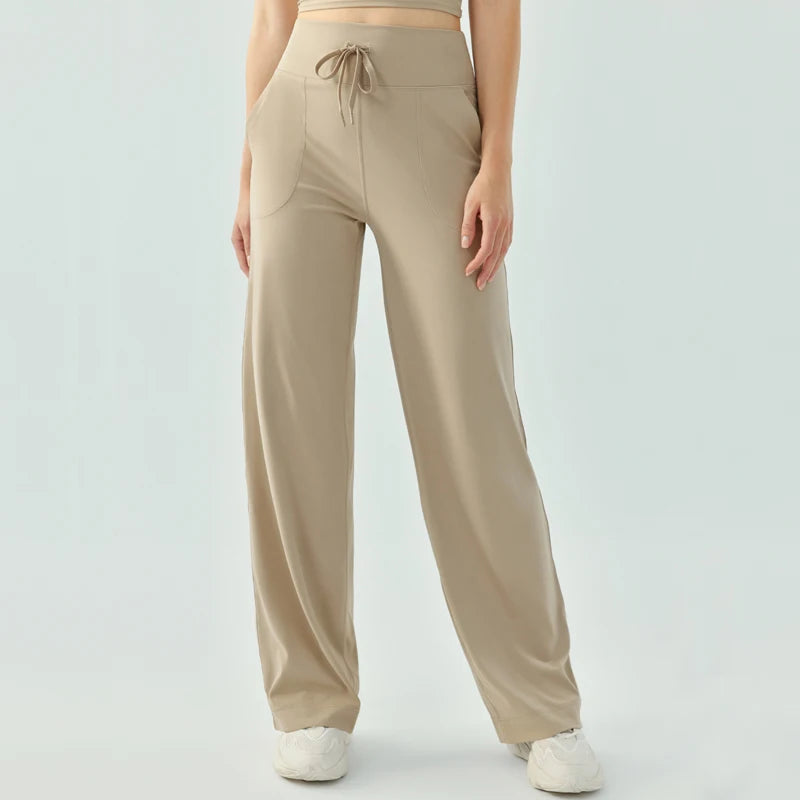 Yoga Pants Women Wide Leg Pants with Pockets High Waist Stretch Work Dress Pants Buttery Soft Casual Lounge Sweatpants Comfy