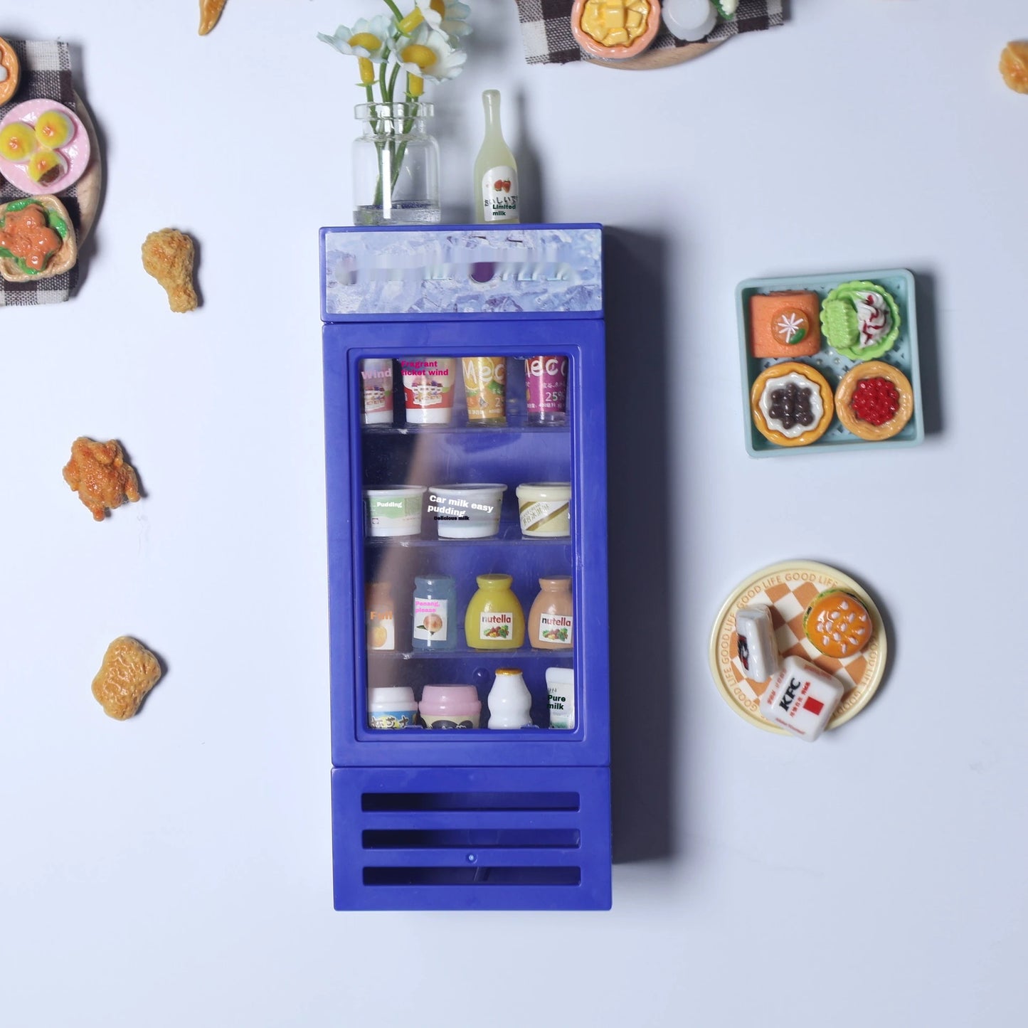 3d Fridge Magnets Miniature Fridge Shelfs Freezer Magnetic Refrigerator Sticker With Food Toys Home Decore Dollhouse Models