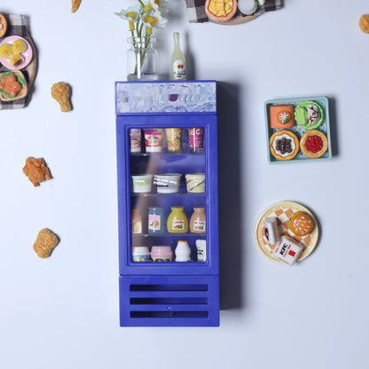 3d Fridge Magnets Miniature Fridge Shelfs Freezer Magnetic Refrigerator Sticker With Food Toys Home Decore Dollhouse Models