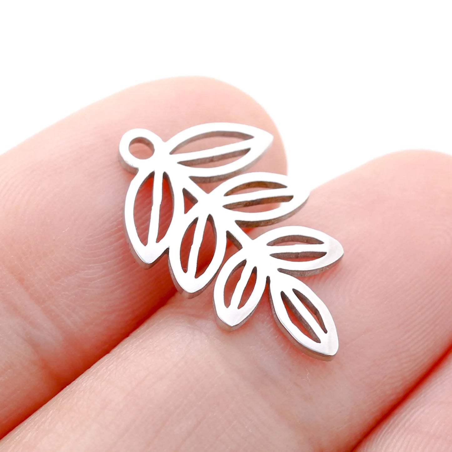 3PCs Stainless Steel Mini Flower Charms Tree Leaf Bird Pendant Necklace Diy Earring For Jewelry Making Findings Wholesale