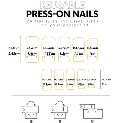 24PCS Long Coffin Pink Press On Nails Fake Press On Nails Gradation Press On Nails Summer Nails