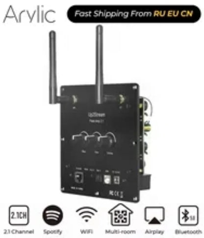Arylic Up2Stream Plate Amp 2.1 WiFi&Bluetooth 5.0 Multiroom Audio 50*2W+100W Amplifier Board With tadilAirplay Equalizer
