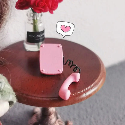 1:12 Doll House Miniature Simulated Telephone Vintage Dollhouse Furniture Dollhouse Miniature Phone Model Rotary Mini Phone